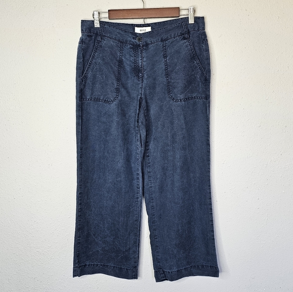 Brax Feel Good Maine Wide Leg Pants Womens 32 Wide Leg‎ Blue Chambray Denim